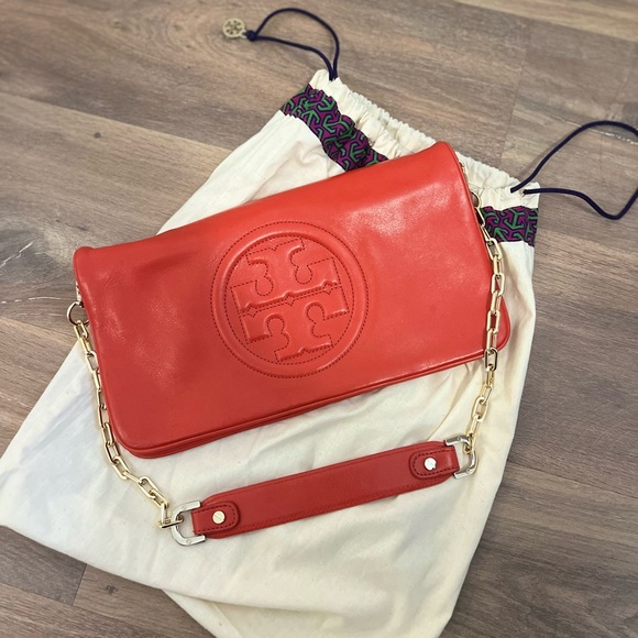 Red Tory Burch Handbag with Gold Hardware - Picture 2 of 2